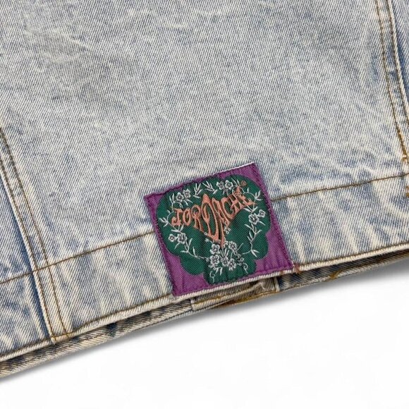 Vintage Jordache Women’s Large Cropped Denim Jacket Acid Wash Y2K Lace - Picture 5 of 6